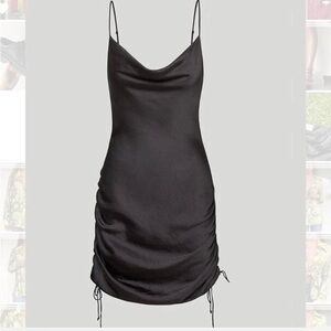 Aritzia / Wilfred Only Ruched Slip Mini / midi Dress in black​​​